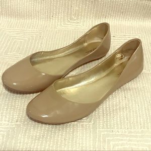 Nude Patent Leather Flats- 9